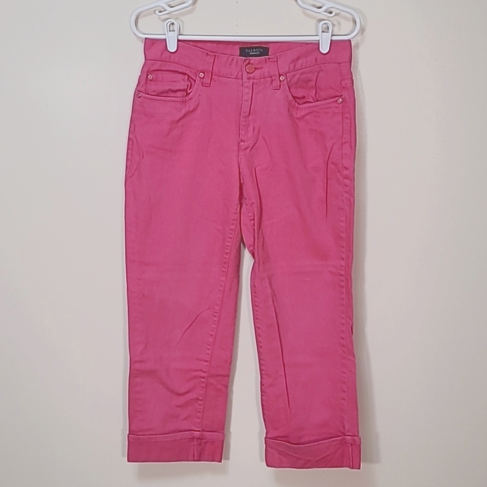Talbots Pink Denim Cuffed Capri Pants size 4